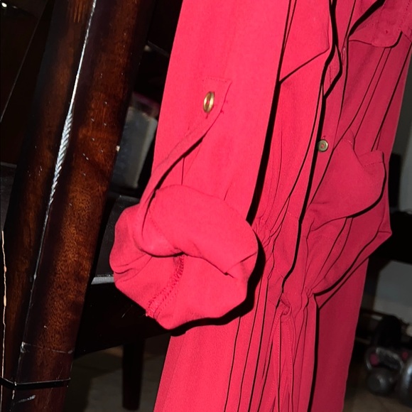 Red Button-Up Dress - Picture 4 of 7